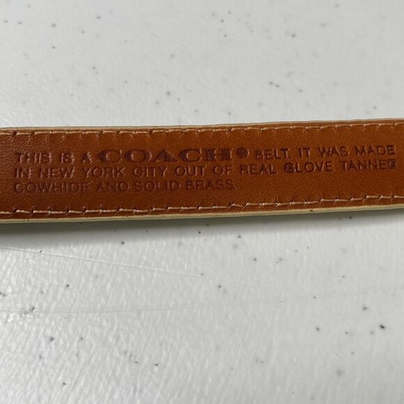 Coach Vintage Skinny Thin Leather Belt Solid Brass Buckle Made in New York City - Picture 3 of 16
